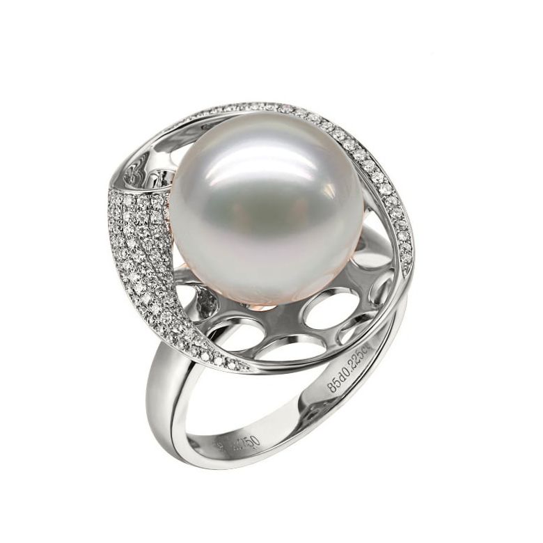 Anello Sarlette - Perla dei Mari del Sud Bianca e Oro Bianco - 1