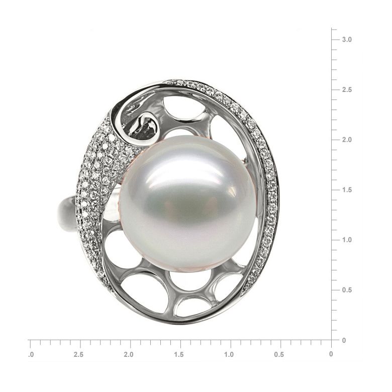 Anello Sarlette - Perla dei Mari del Sud Bianca e Oro Bianco - 2