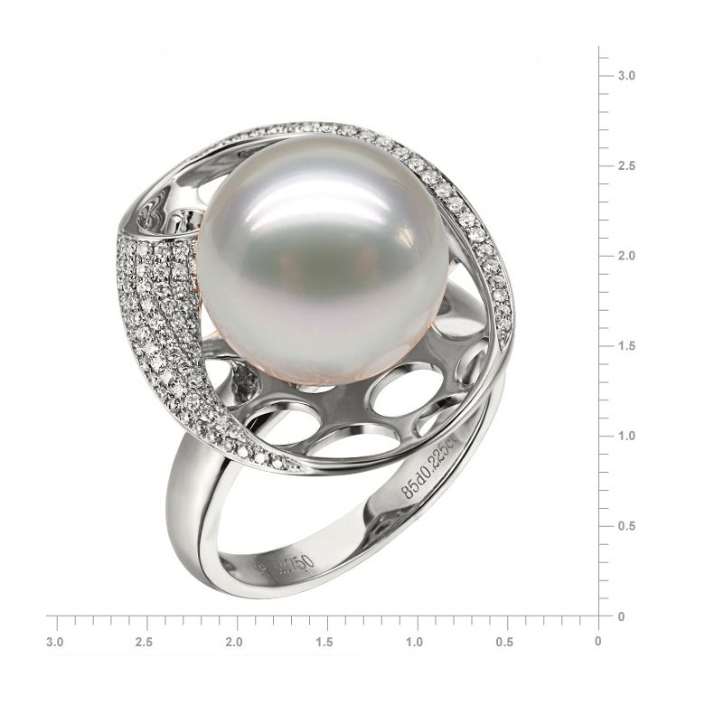 Anello Sarlette - Perla dei Mari del Sud Bianca e Oro Bianco - 3