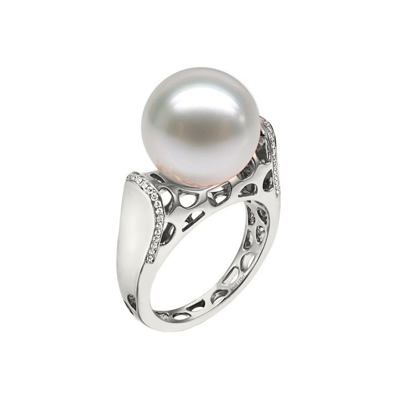 Anello Signature - Perla dei Mari del Sud Bianca e Oro Bianco - 1