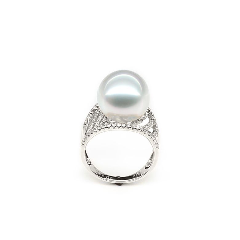 Anello Cocos - Perla dei Mari del Sud Bianca e Oro Bianco - 1