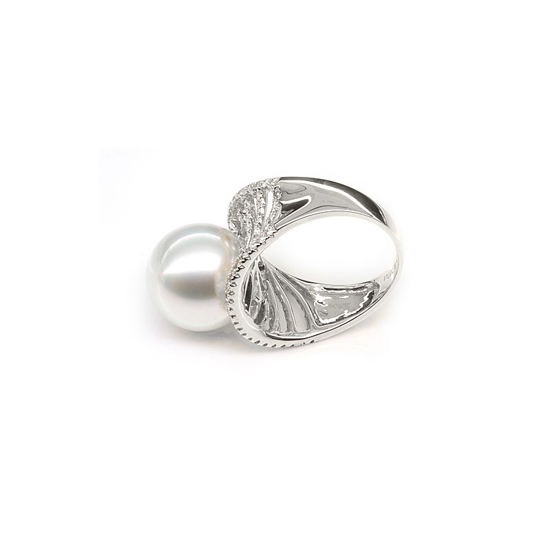 Anello Cocos - Perla dei Mari del Sud Bianca e Oro Bianco - 3