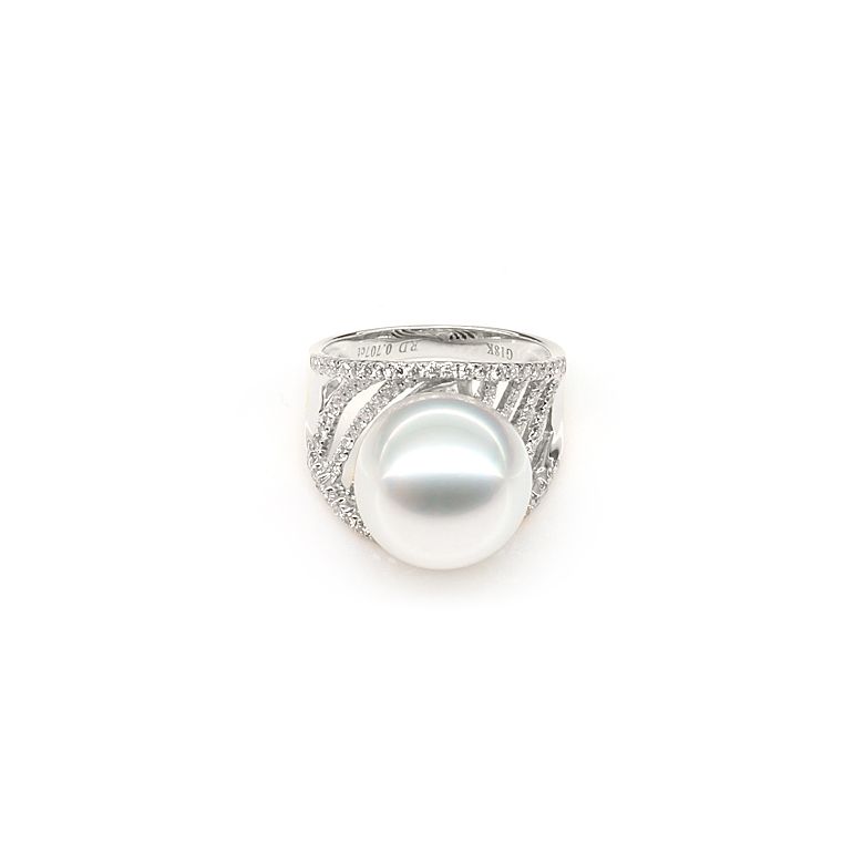 Anello Cocos - Perla dei Mari del Sud Bianca e Oro Bianco - 4