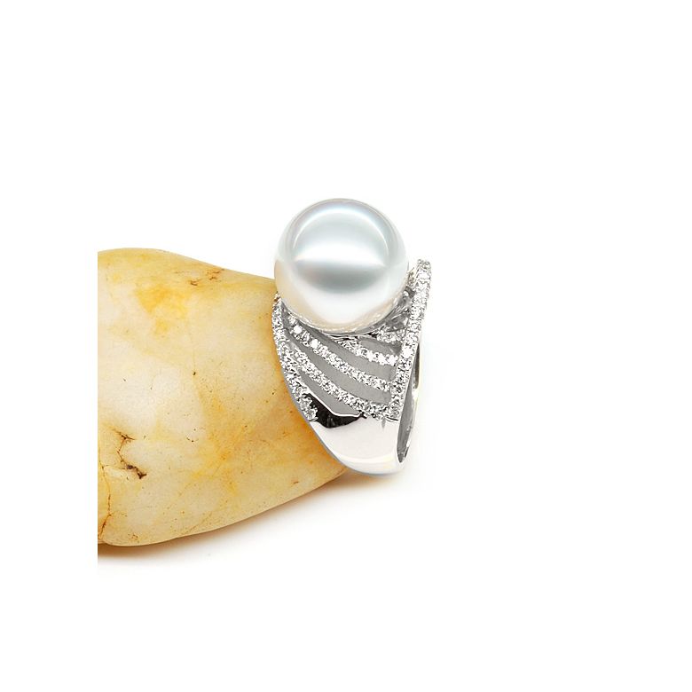 Anello Cocos - Perla dei Mari del Sud Bianca e Oro Bianco - 6