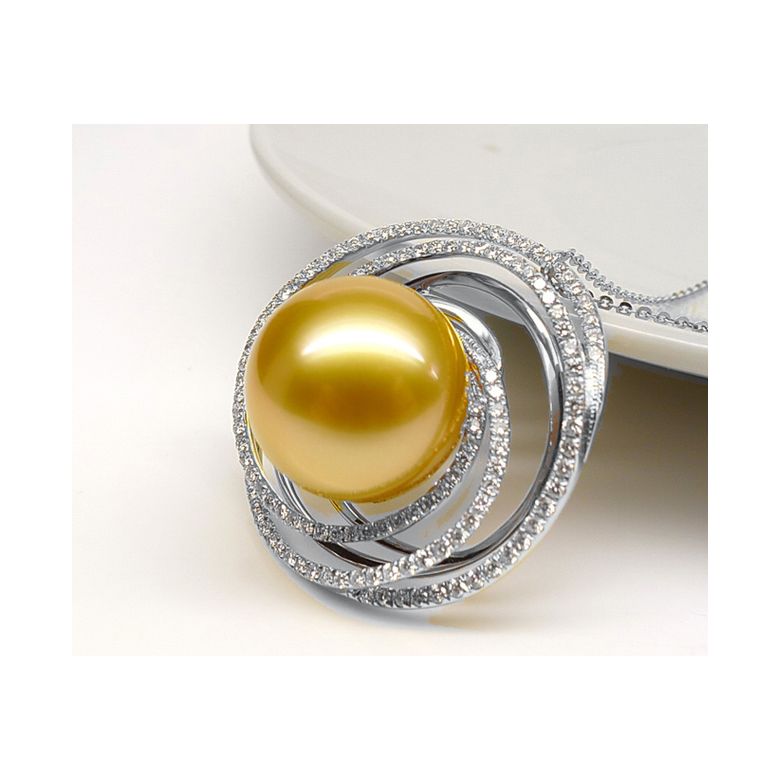 Anello Andrew - Perla dei Mari del Sud Dorata e Oro Bianco - 7