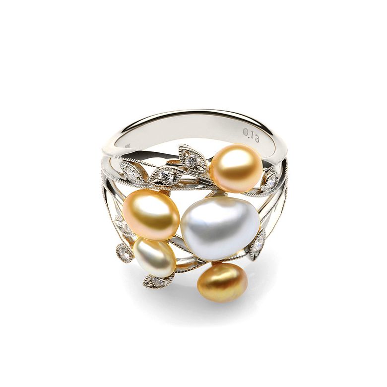 Anello Fiore Segreto 1 - Perle dei Mari del Sud e Oro Bianco - 4