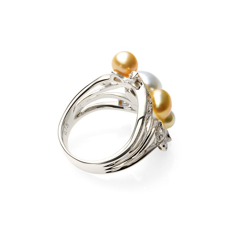 Anello Fiore Segreto 1 - Perle dei Mari del Sud e Oro Bianco - 5