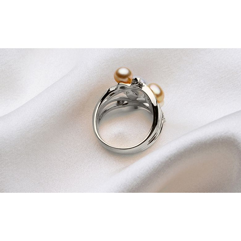 Anello Fiore Segreto 1 - Perle dei Mari del Sud e Oro Bianco - 7