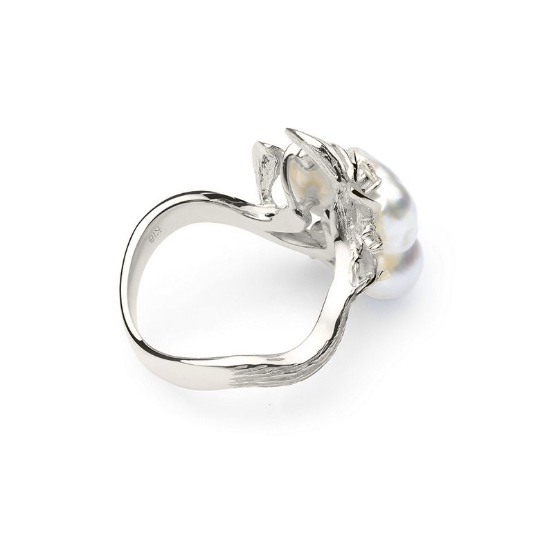 Anello Fiore Segreto 2 - Perle dei Mari del Sud Bianche e Oro Bianco - 3