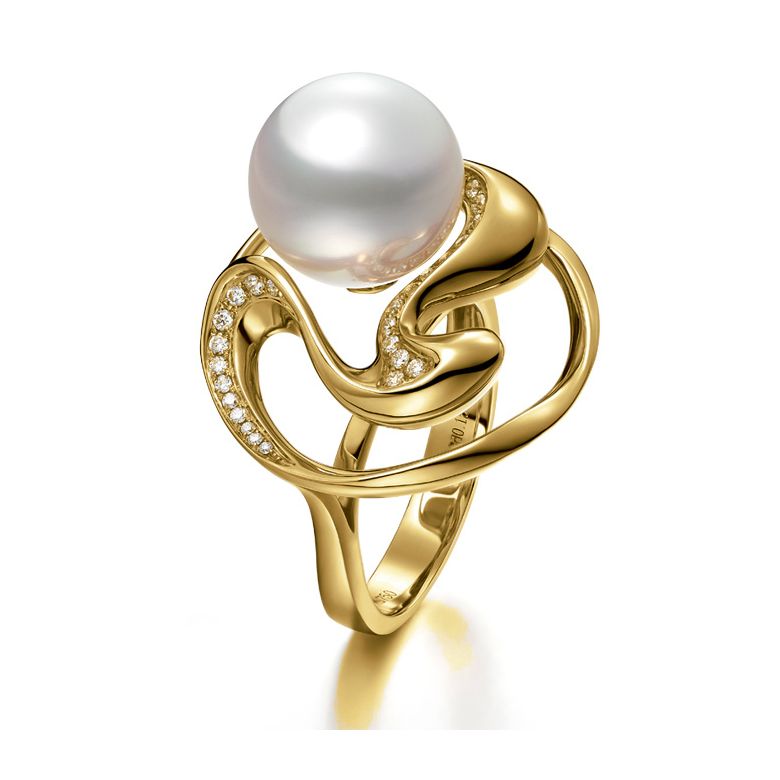 Anello Pêcher - Perla dei Mari del Sud Bianca e Oro Giallo - 1