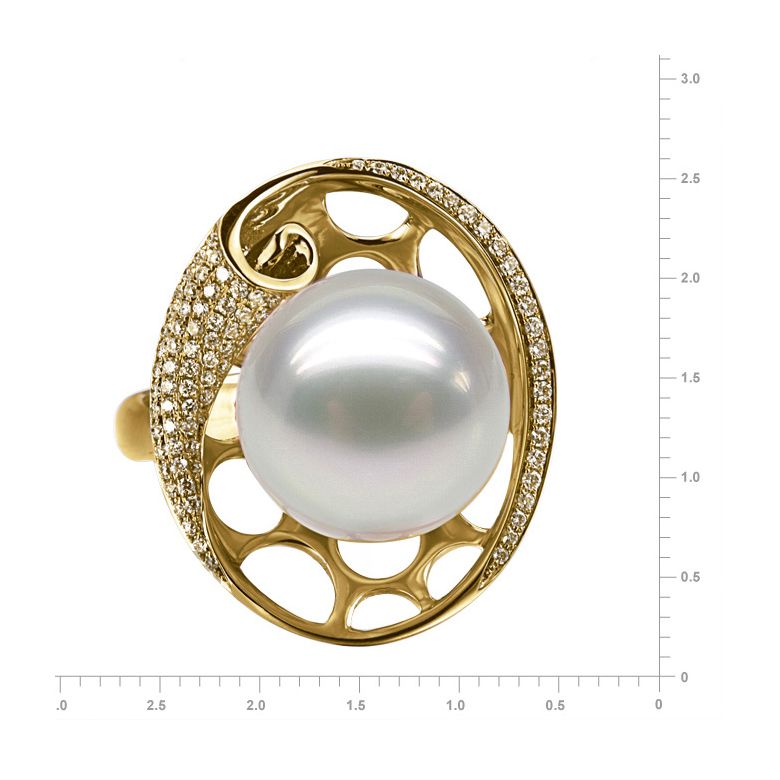 Anello Sarlette - Perla dei Mari del Sud Bianca e Oro Giallo - 2