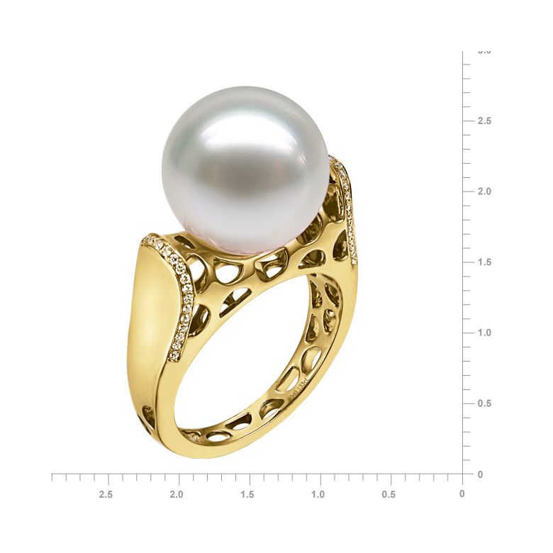 Anello Signature - Perla dei Mari del Sud Bianca e Oro Giallo - 2