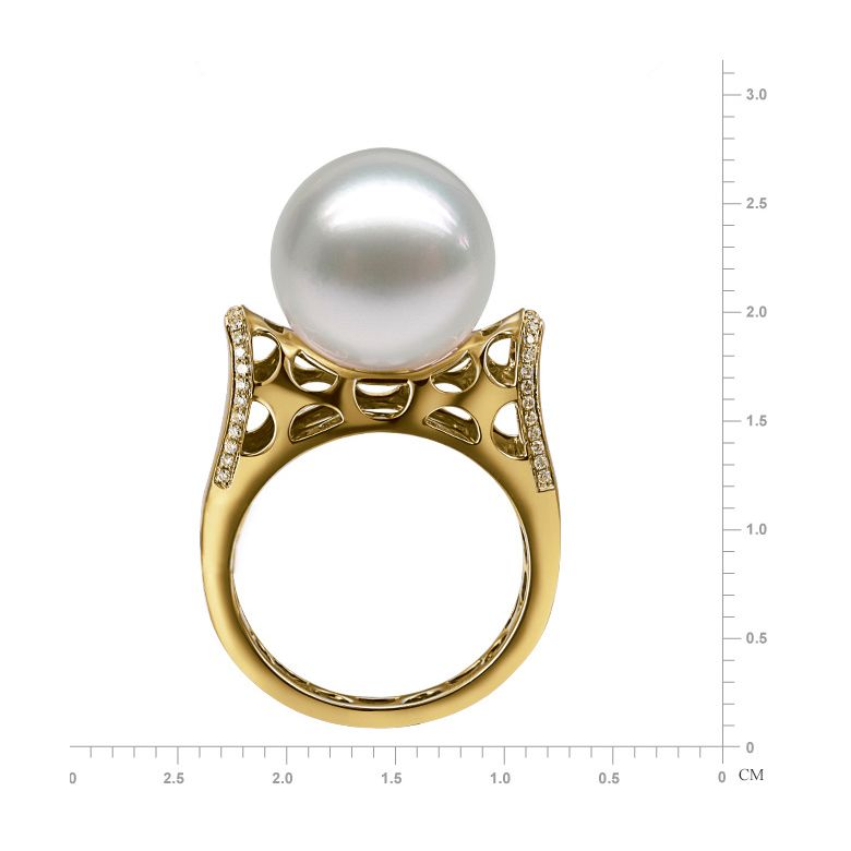 Anello Signature - Perla dei Mari del Sud Bianca e Oro Giallo - 3