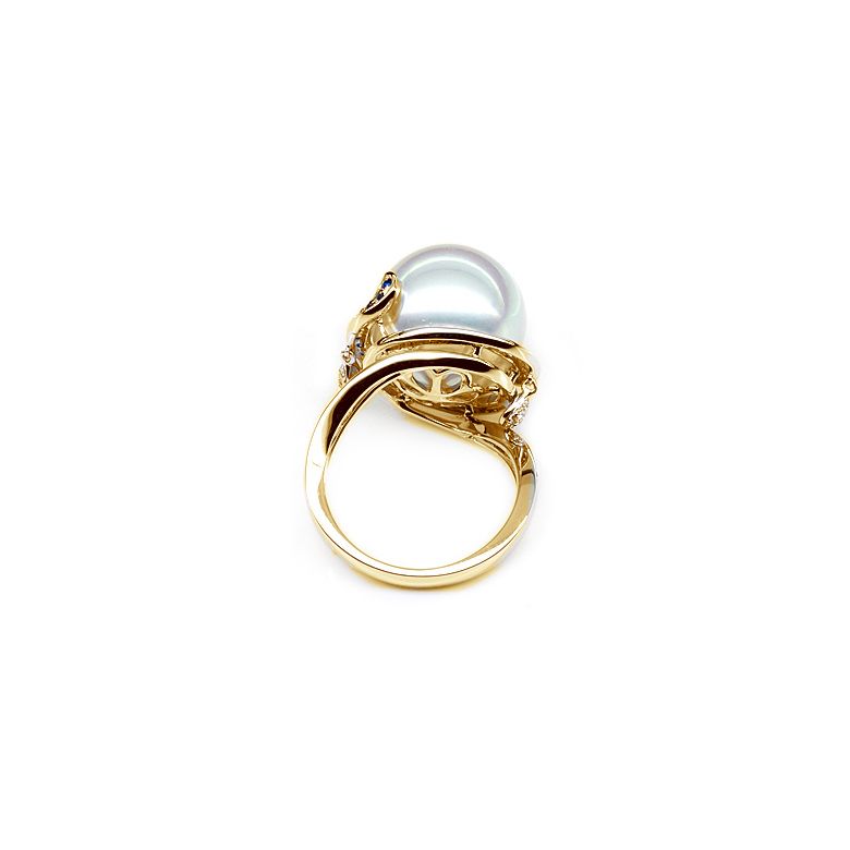 Anello Bruny - Perla dei Mari del Sud Bianca e Oro Giallo - 6