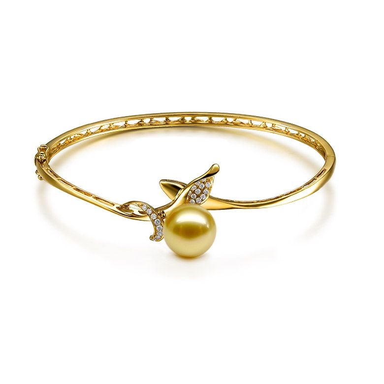 Braccialetto Jonc Végétal - Oro Giallo, Perla dei Mari del Sud - 1