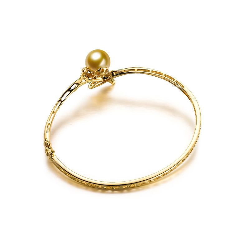 Braccialetto Jonc Végétal - Oro Giallo, Perla dei Mari del Sud - 4