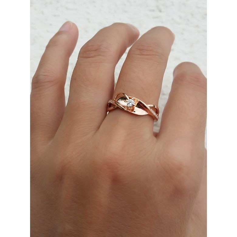 Anello Donna - Oro rosa 3.50gr - Diamanti 0.129ct - 2