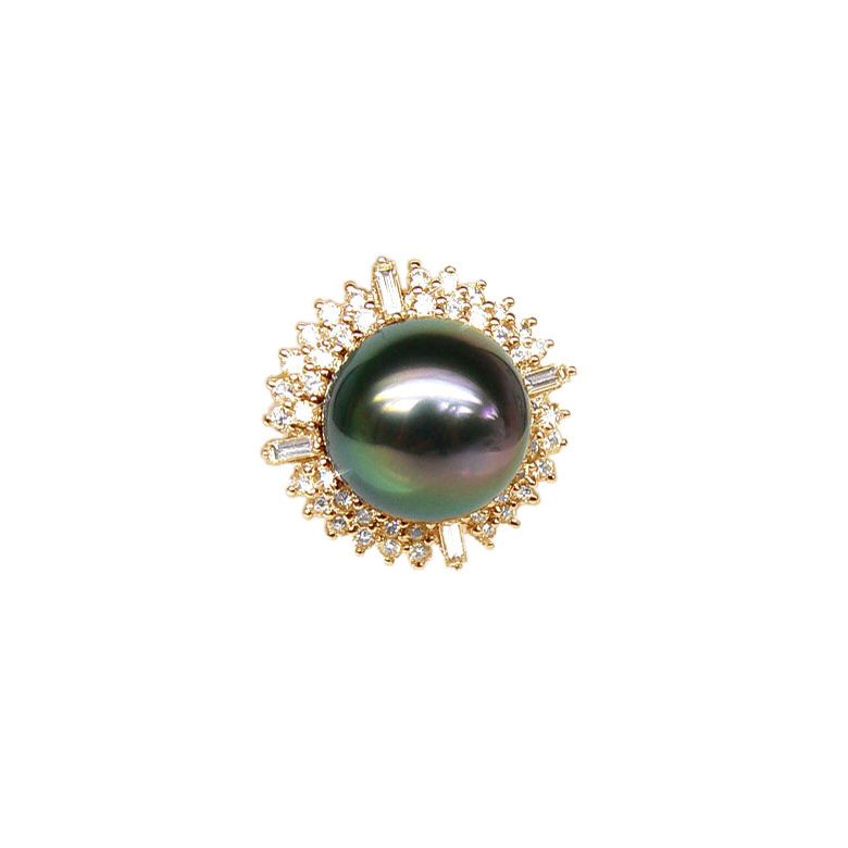Anello Tahuata - Oro Giallo, Diamanti e Perla di Tahiti - 1