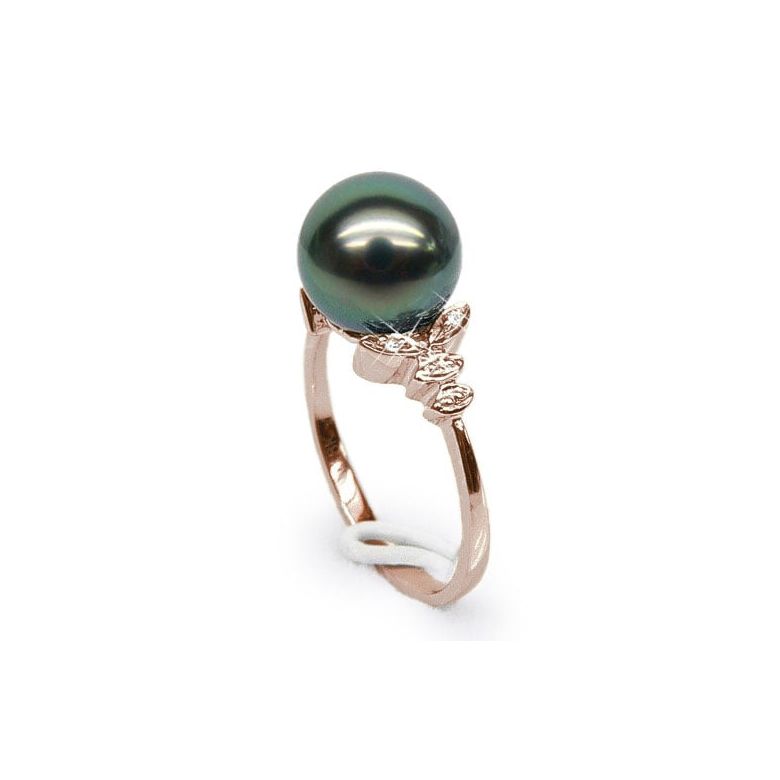 Anello Mont du Lotus - Oro Rosa, Diamanti e Perla di Tahiti - 5