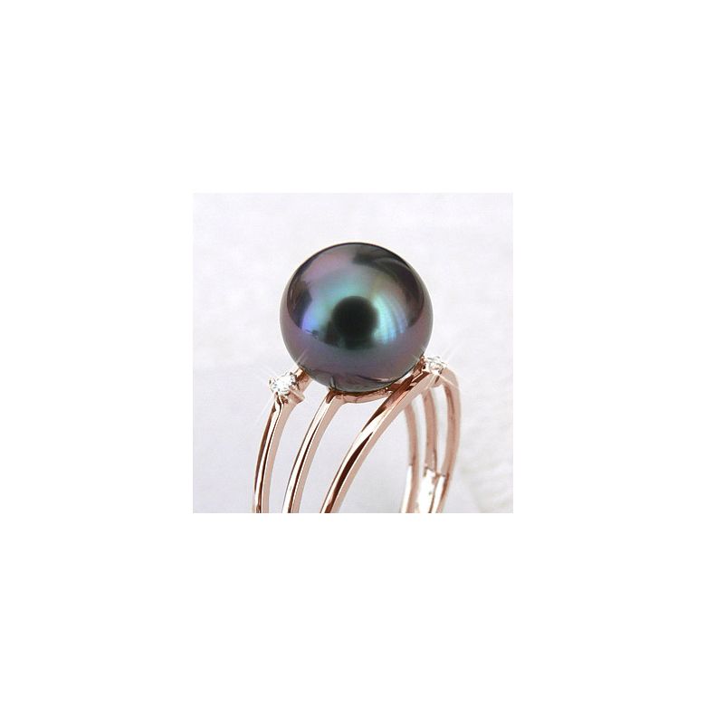 Anello Triplo Castle - Oro Rosa, Diamanti e Perla di Tahiti - 3