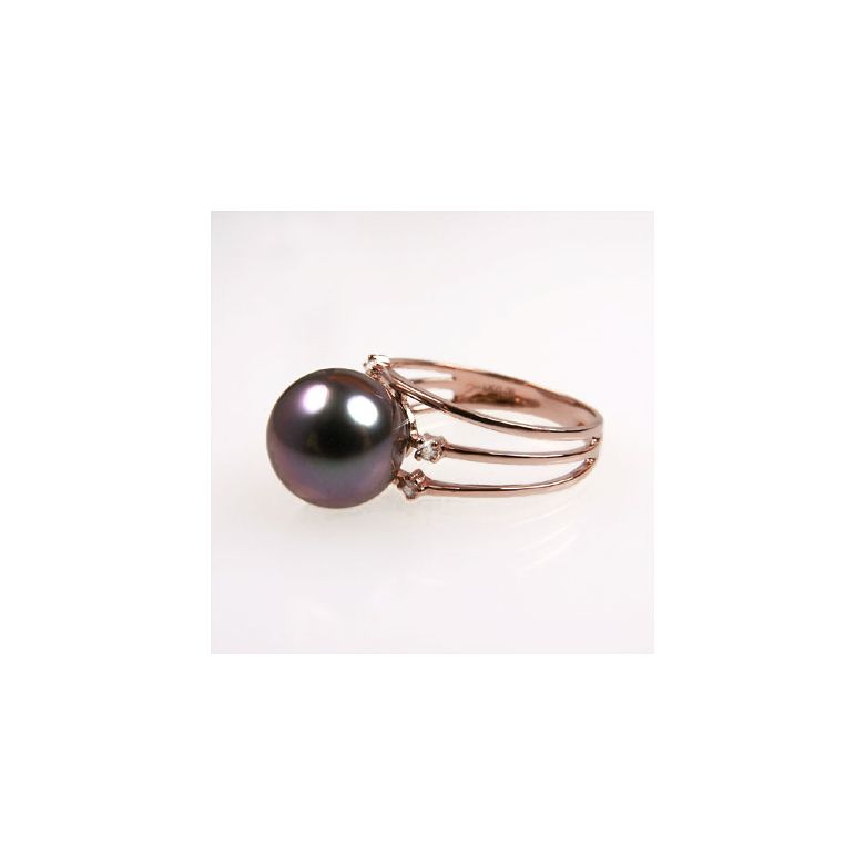 Anello Triplo Castle - Oro Rosa, Diamanti e Perla di Tahiti - 6
