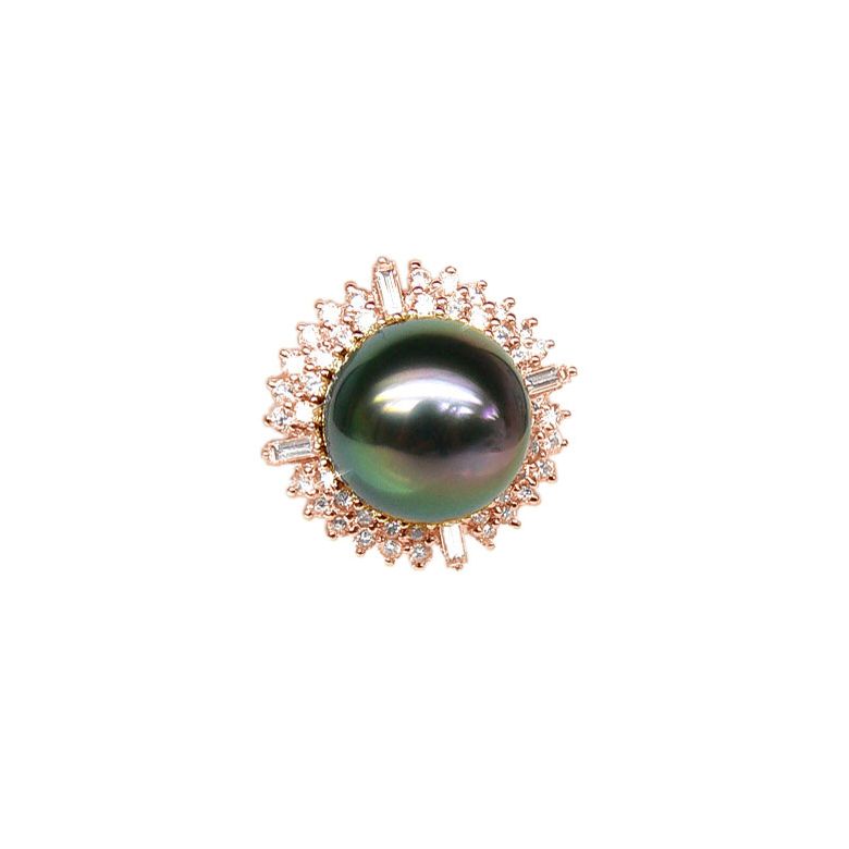 Anello Tahuata - Oro Rosa, Diamanti e Perla di Tahiti - 1