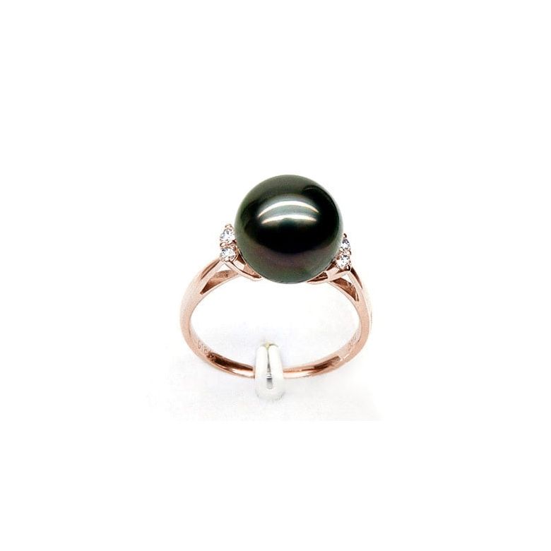Anello Melo - Oro Rosa, Diamanti e Perla di Tahiti - 1