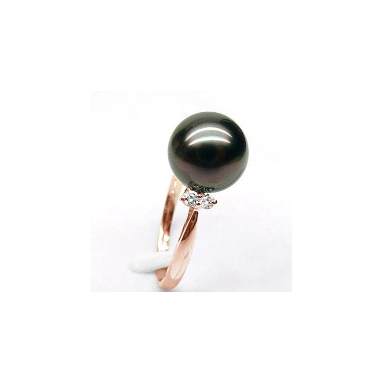 Anello Melo - Oro Rosa, Diamanti e Perla di Tahiti - 2