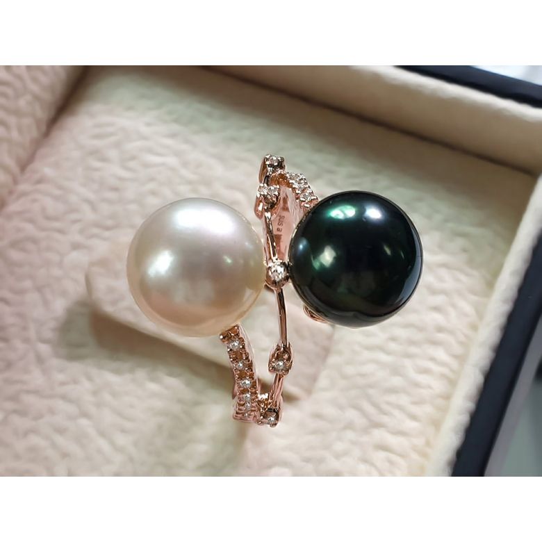 Anello Aléoutiennes - Oro Rosa, Perle Mari del Sud & Tahiti - 7