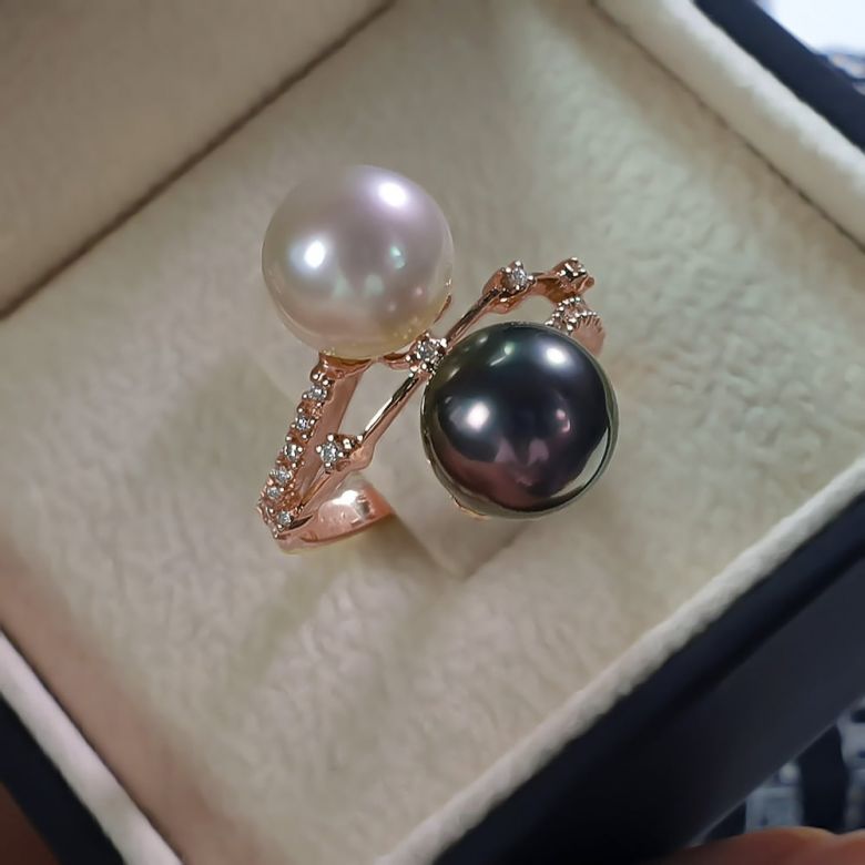 Anello Aléoutiennes - Oro Rosa, Perle Mari del Sud & Tahiti - 8