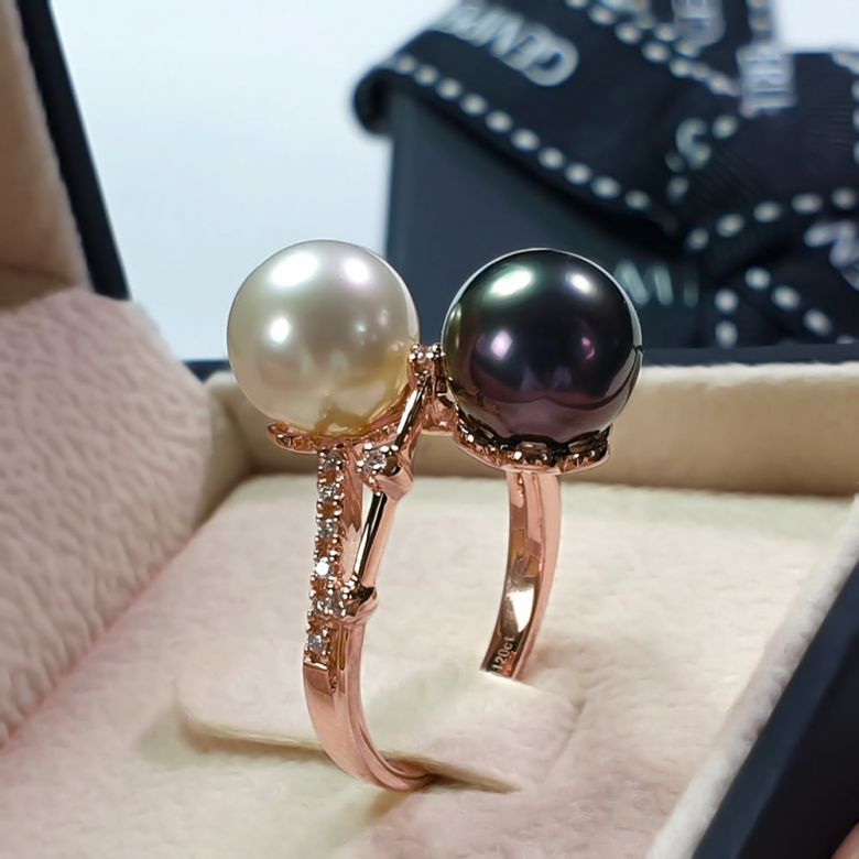 Anello Aléoutiennes - Oro Rosa, Perle Mari del Sud & Tahiti - 9
