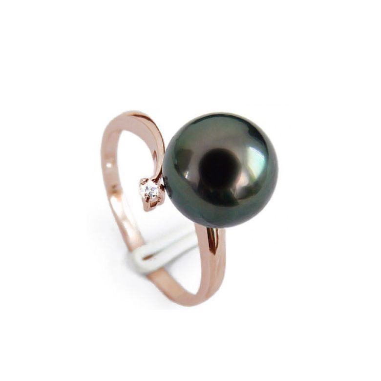 Anello Wood Cay - Oro Rosa, Diamante e Perla di Tahiti - 1