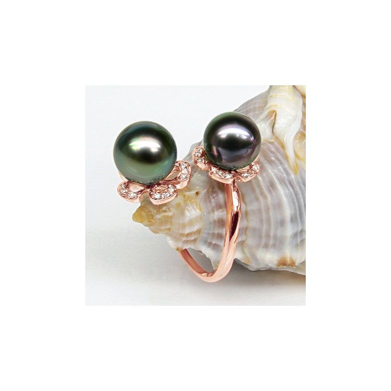Anello Robben - Oro Rosa, Diamanti e Perle di Tahiti - 4