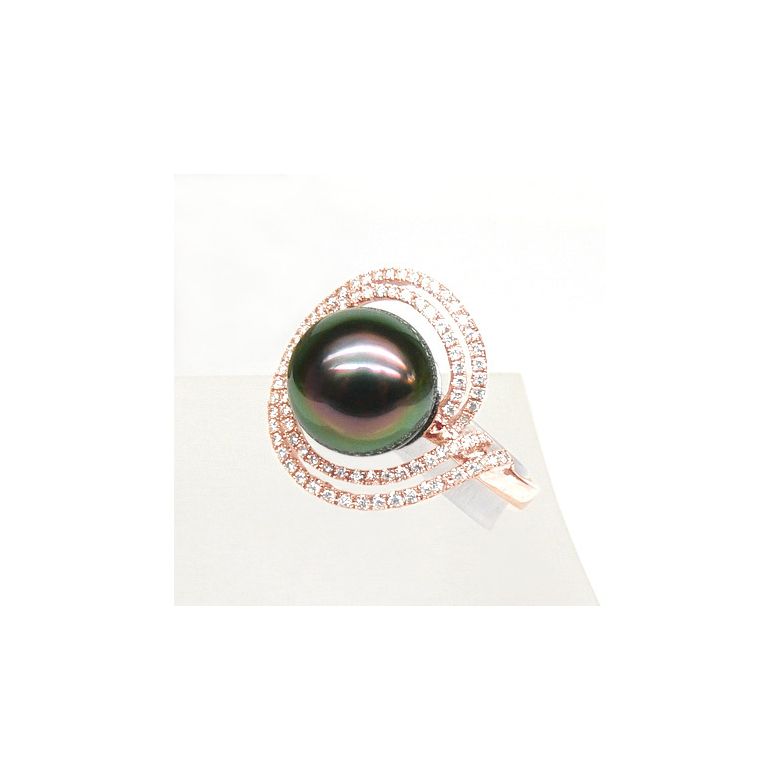 Anello Arc de la Sonde - Oro Rosa, Diamanti e Perla di Tahiti - 4