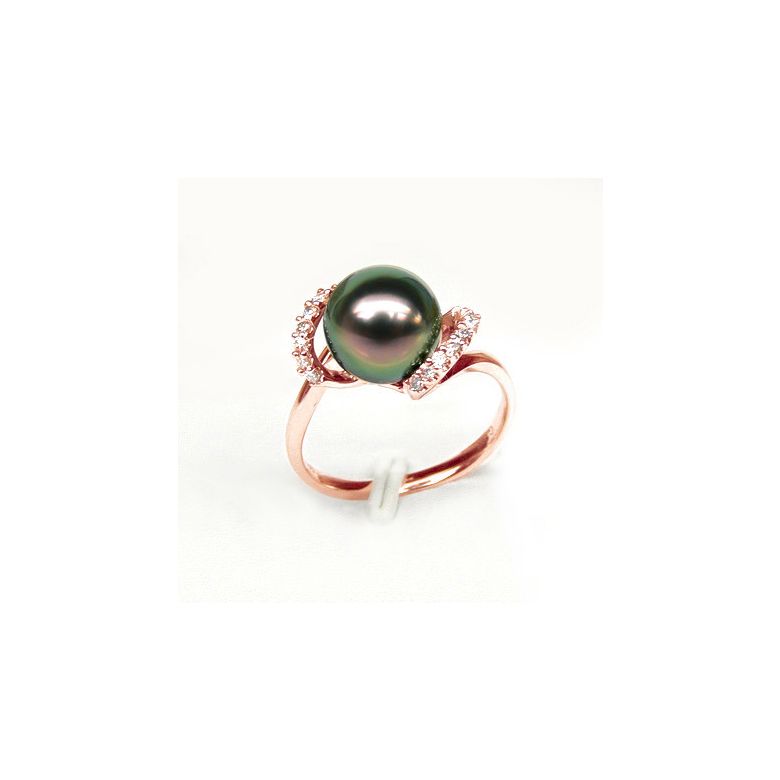 Anello Marion - Oro Rosa, Diamanti e Perla di Tahiti - 2