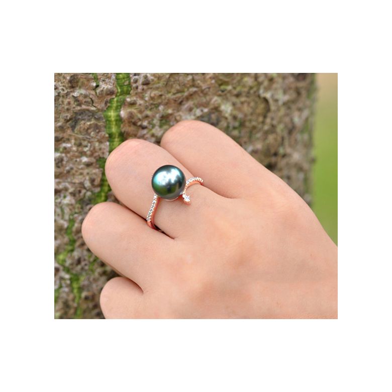 Anello Sous le Vent - Oro Rosa, Diamanti e Perla di Tahiti - 3