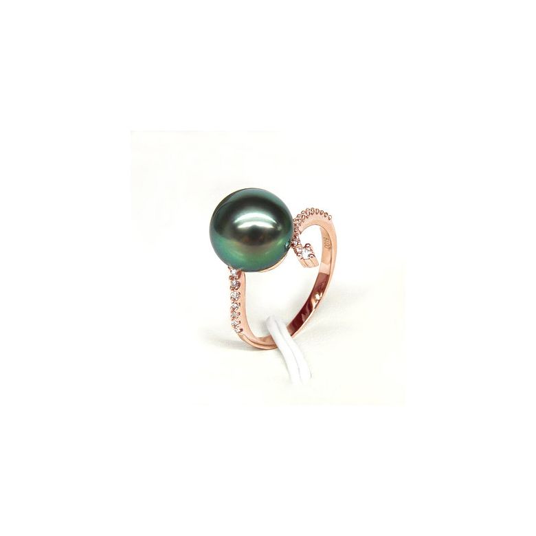 Anello Sous le Vent - Oro Rosa, Diamanti e Perla di Tahiti - 4