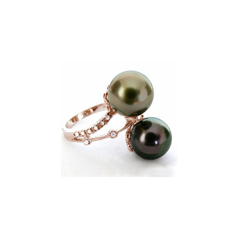 Anello Harbour - Oro Rosa, Diamanti e Perla di Tahiti - 2
