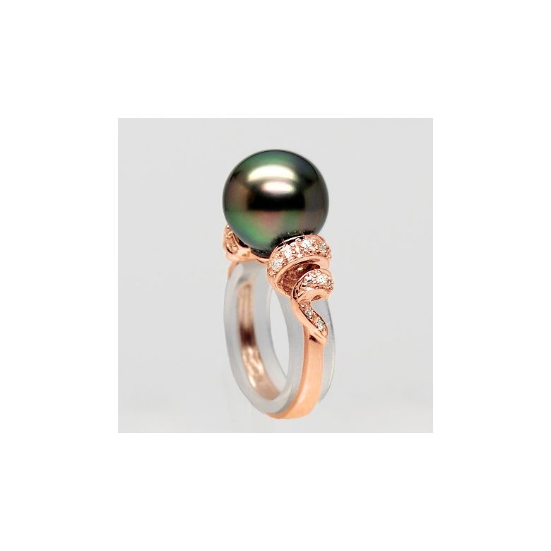 Anello Époques - Oro Rosa, Diamanti e Perla di Tahiti - 2