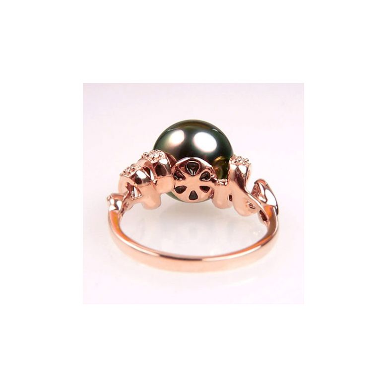 Anello Époques - Oro Rosa, Diamanti e Perla di Tahiti - 3
