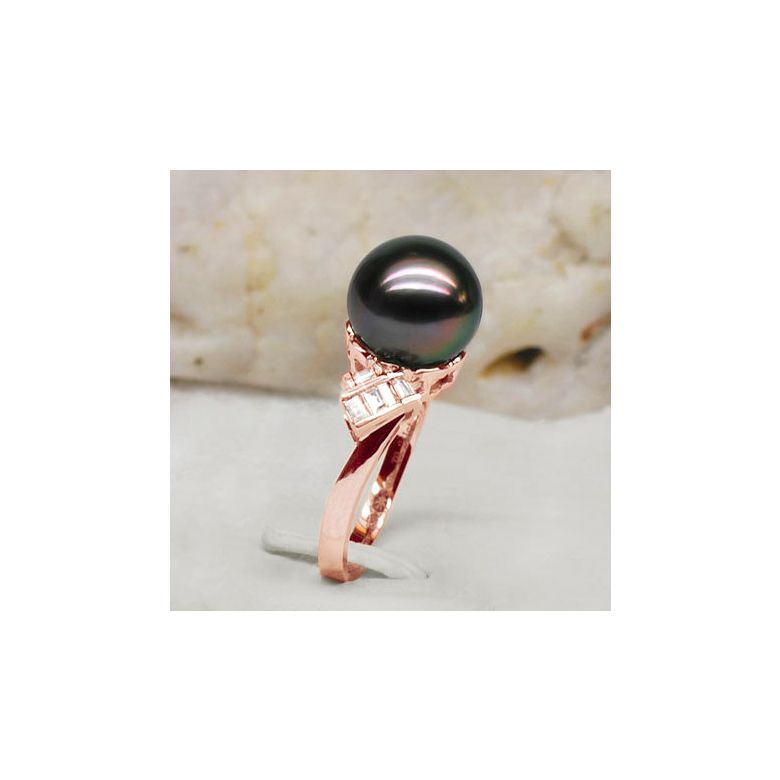 Anello Cedros - Oro Rosa, Diamanti e Perla di Tahiti - 2