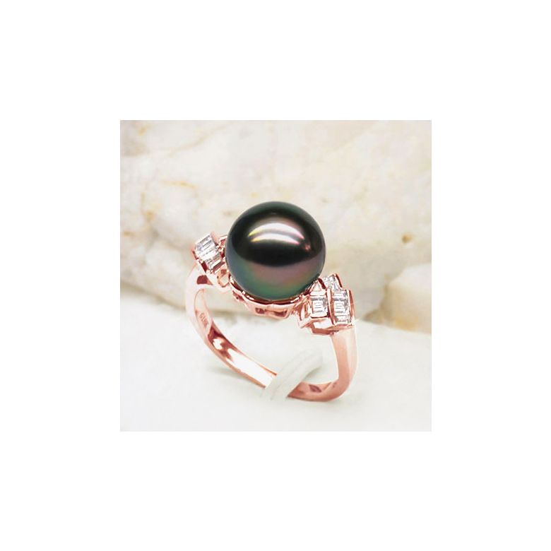 Anello Cedros - Oro Rosa, Diamanti e Perla di Tahiti - 3