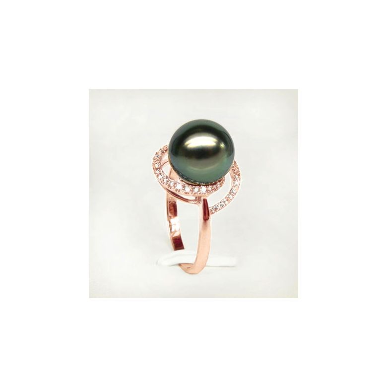 Anello Madagascar - Oro Rosa, Diamanti e Perla di Tahiti - 6