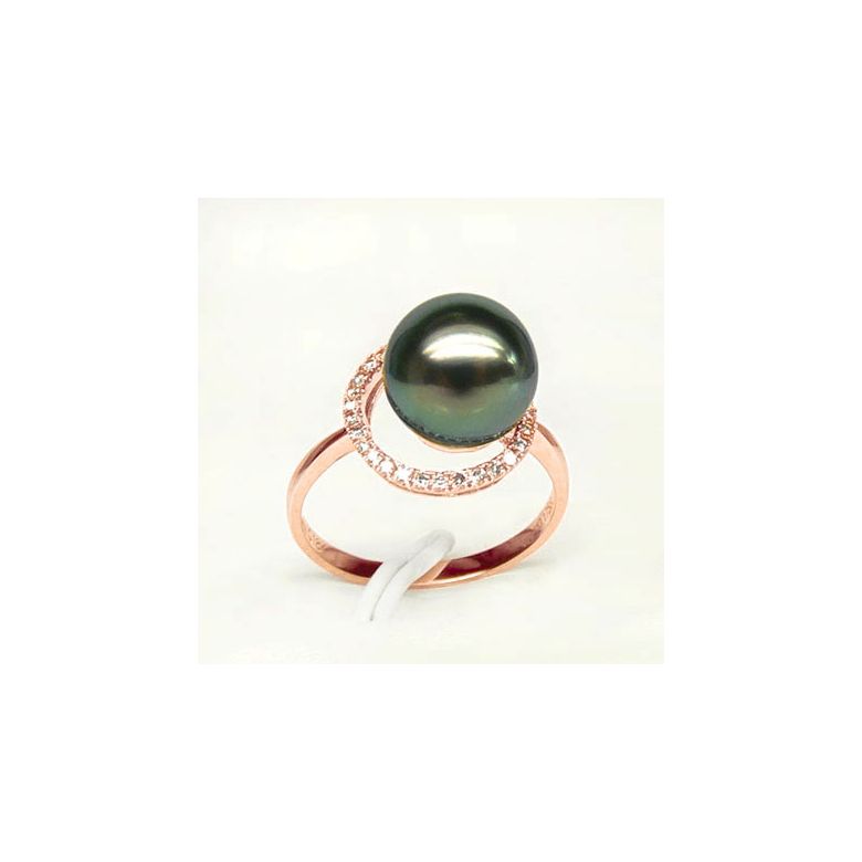 Anello Madagascar - Oro Rosa, Diamanti e Perla di Tahiti - 3