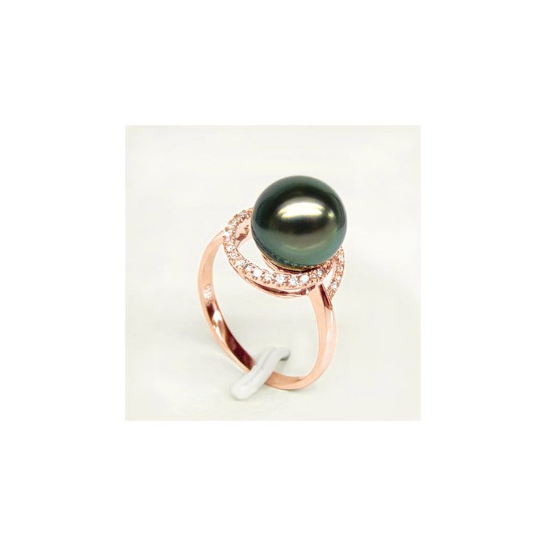 Anello Madagascar - Oro Rosa, Diamanti e Perla di Tahiti - 4