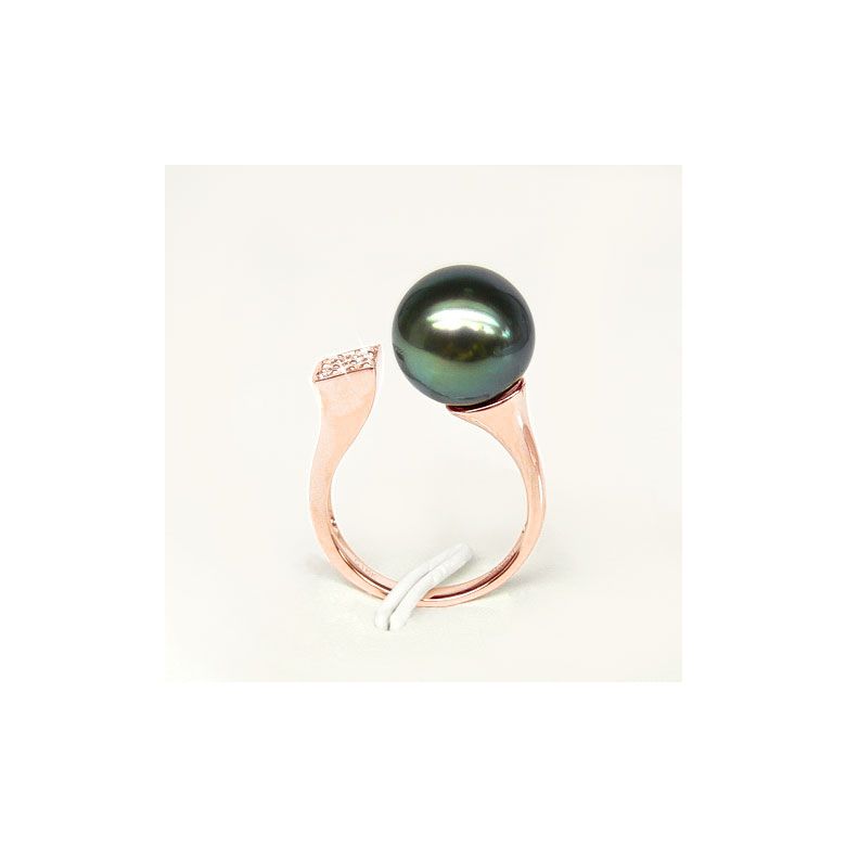 Anello Leewin - Oro Rosa, Diamanti e Perla di Tahiti - 2