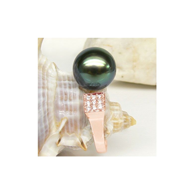 Anello Leewin - Oro Rosa, Diamanti e Perla di Tahiti - 4