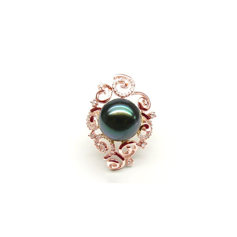 Anello Mindanao - Oro Rosa, Diamanti e Perla di Tahiti - 4