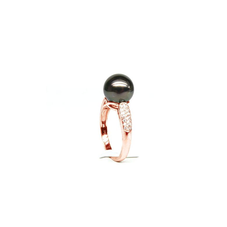 Anello Cromwell - Oro Rosa, Diamanti e Perla di Tahiti - 2