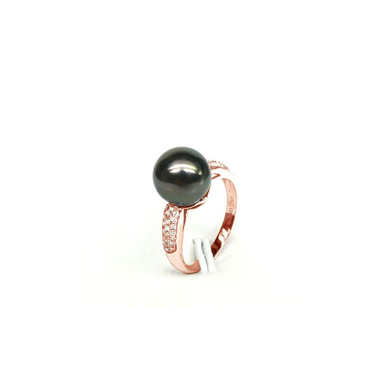 Anello Cromwell - Oro Rosa, Diamanti e Perla di Tahiti - 3
